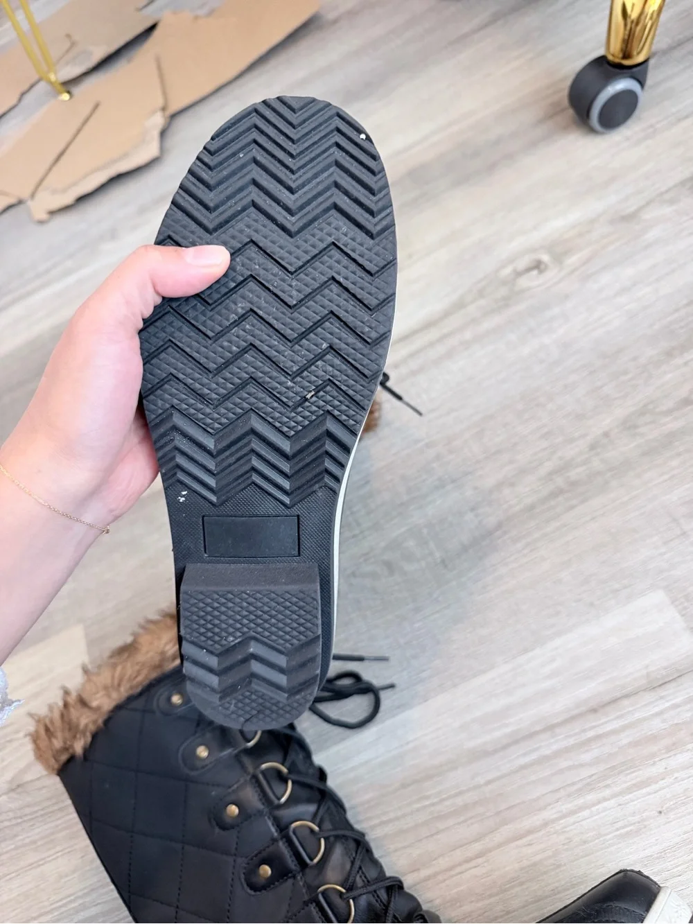 Black Quilted Faux-Fur Winter Boots - Women's Lace-Up Snow Boots